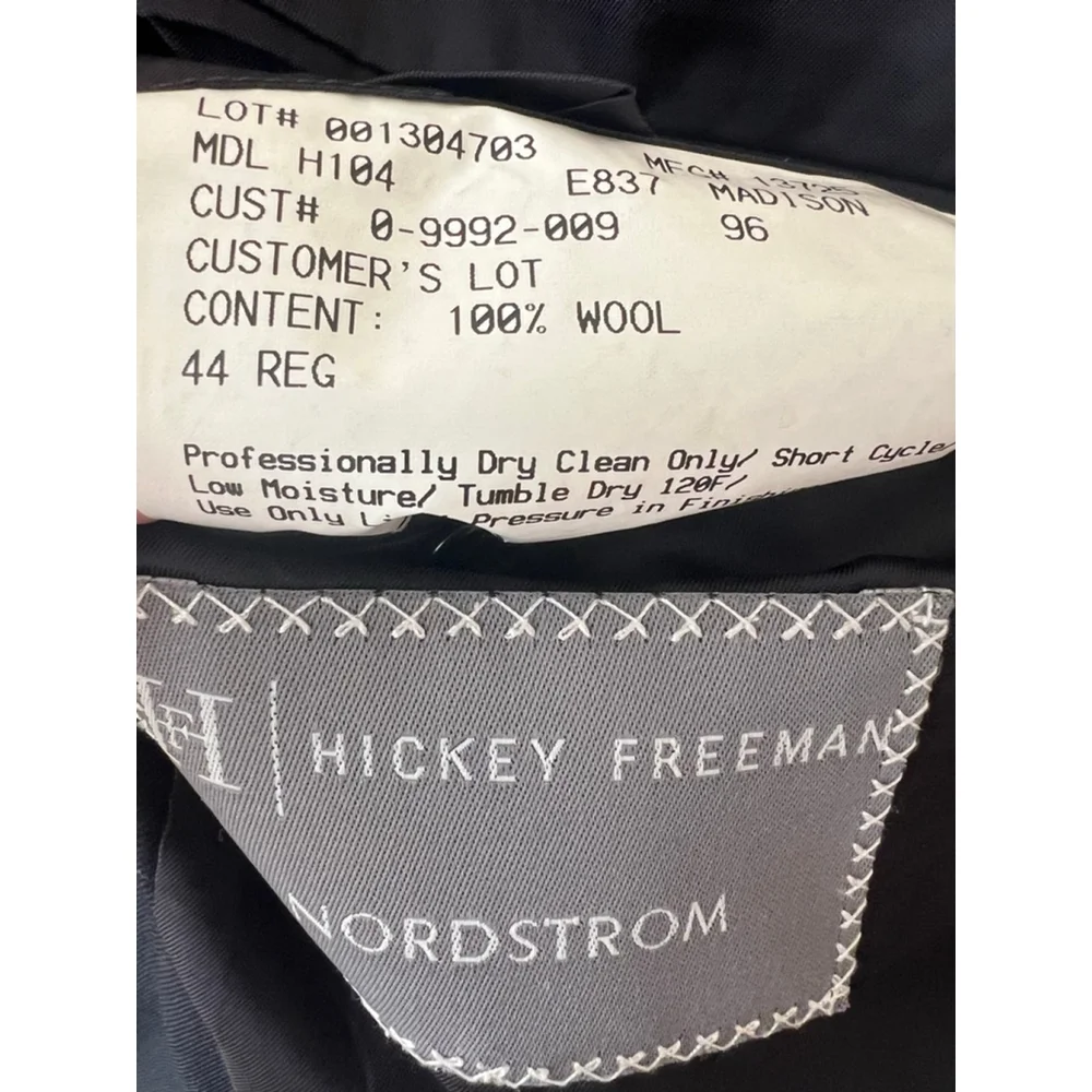 Hickey Freeman Black Wool Sport Coat Blazer 44R